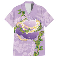 Hawaii Kauai Island Flowers Lei Family Matching Tank Maxi Dress and Hawaiian Shirt Mokihana Lei LT7 Dad's Shirt - Short Sleeve Lavender - Polynesian Pride