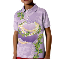 Hawaii Kauai Island Flowers Lei Kid Polo Shirt Mokihana Lei LT7 Kid Lavender - Polynesian Pride