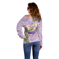 Hawaii Kauai Island Flowers Lei Off Shoulder Sweater Mokihana Lei