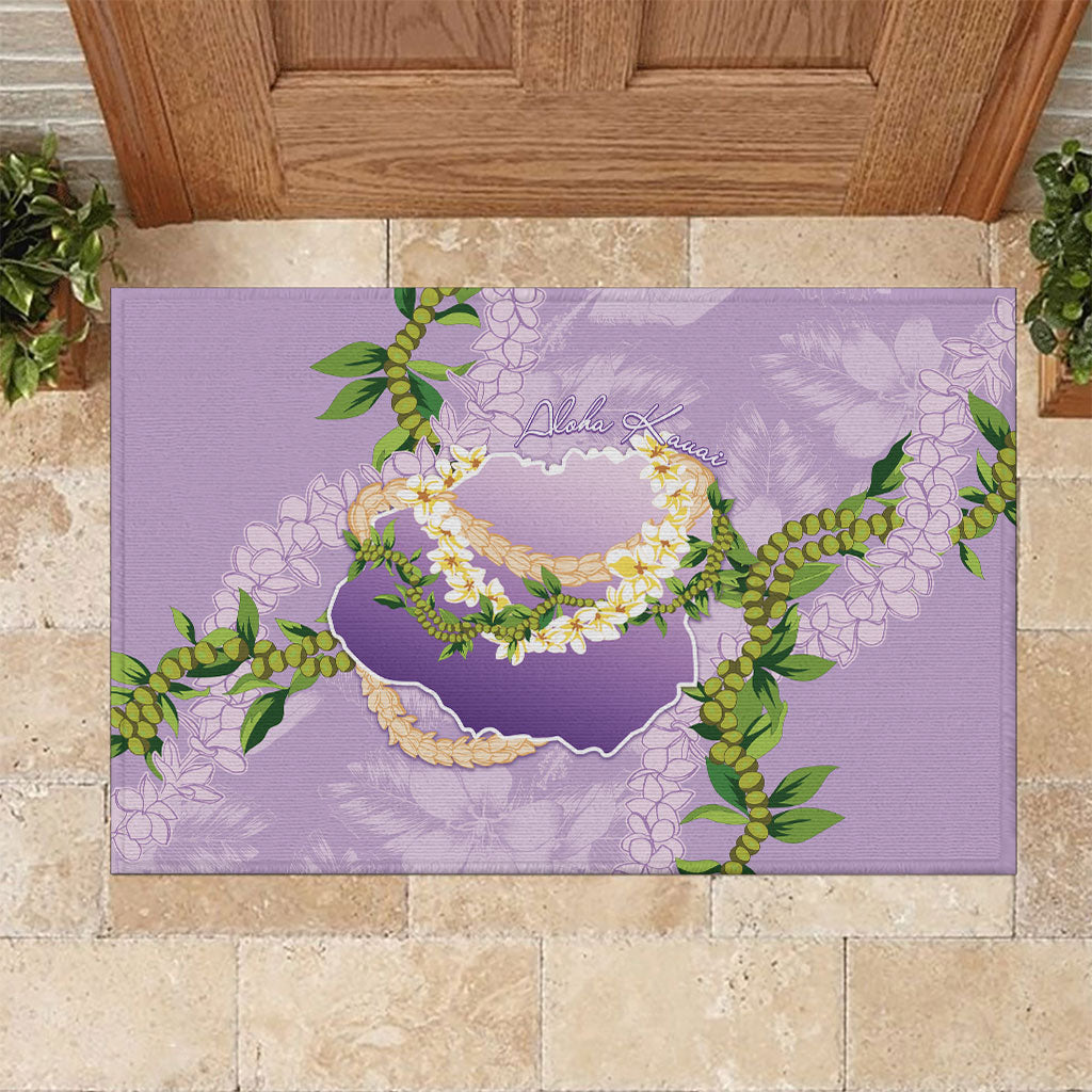 Hawaii Kauai Island Flowers Lei Rubber Doormat Mokihana Lei LT7 Lavender - Polynesian Pride