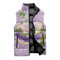 Hawaii Kauai Island Flowers Lei Sleeveless Puffer Jacket Mokihana Lei
