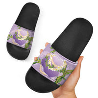 Hawaii Kauai Island Flowers Lei Slide Sandals Mokihana Lei