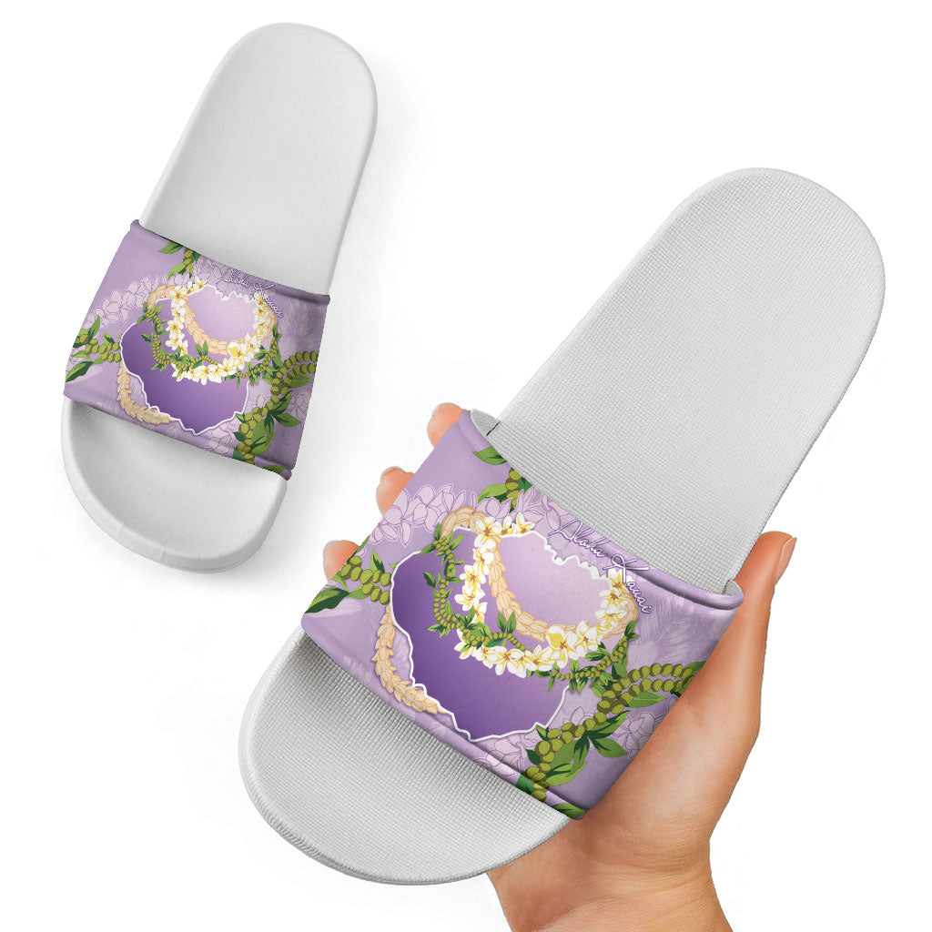 Hawaii Kauai Island Flowers Lei Slide Sandals Mokihana Lei