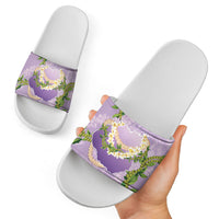 Hawaii Kauai Island Flowers Lei Slide Sandals Mokihana Lei