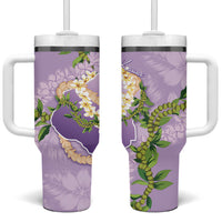 Hawaii Kauai Island Flowers Lei Tumbler With Handle Mokihana Lei