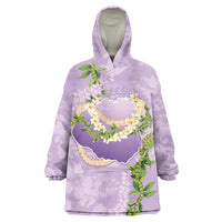 Hawaii Kauai Island Flowers Lei Wearable Blanket Hoodie Mokihana Lei LT7 One Size Lavender - Polynesian Pride