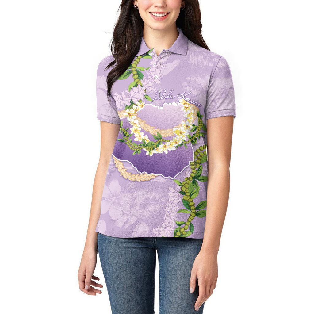 Hawaii Kauai Island Flowers Lei Women Polo Shirt Mokihana Lei LT7 - Polynesian Pride