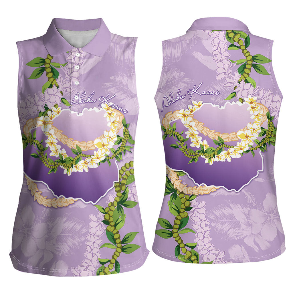 Hawaii Kauai Island Flowers Lei Women Sleeveless Polo Shirt Mokihana Lei LT7 - Polynesian Pride