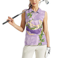 Hawaii Kauai Island Flowers Lei Women Sleeveless Polo Shirt Mokihana Lei LT7 - Polynesian Pride