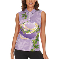 Hawaii Kauai Island Flowers Lei Women Sleeveless Polo Shirt Mokihana Lei LT7 - Polynesian Pride