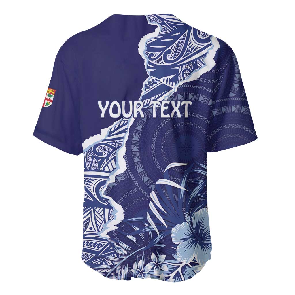 Fiji Queen Victoria School Personalised Baseball Jersey Masi Tapa Torn Style LT7 - Polynesian Pride