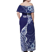 Fiji Queen Victoria School Personalised Family Matching Off Shoulder Maxi Dress and Hawaiian Shirt Masi Tapa Torn Style LT7 - Polynesian Pride