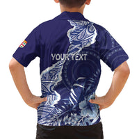 Fiji Queen Victoria School Personalised Family Matching Off Shoulder Short Dress and Hawaiian Shirt Masi Tapa Torn Style LT7 - Polynesian Pride