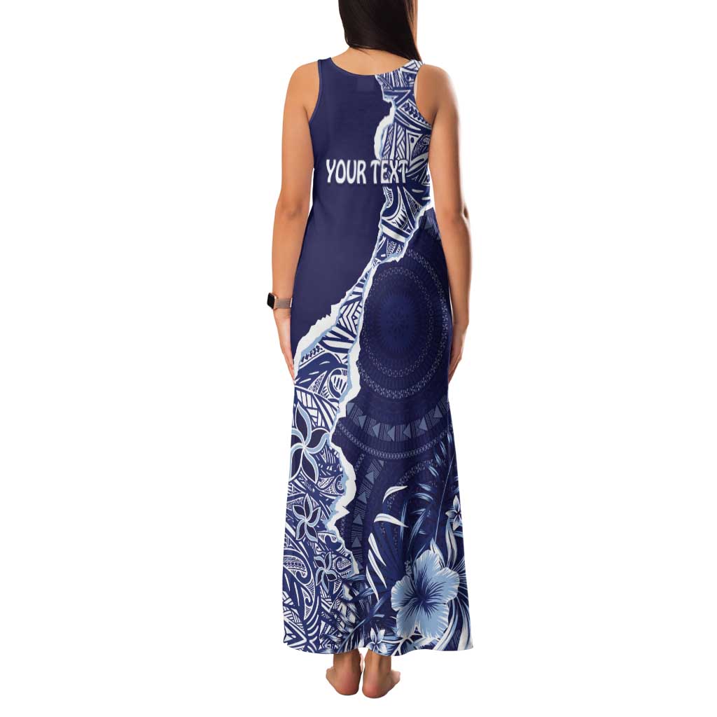 Fiji Queen Victoria School Personalised Tank Maxi Dress Masi Tapa Torn Style