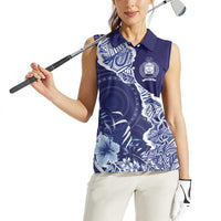 Fiji Queen Victoria School Personalised Women Sleeveless Polo Shirt Masi Tapa Torn Style LT7 - Polynesian Pride