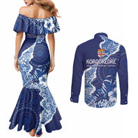 Fiji Lelean Memorial School Personalised Couples Matching Mermaid Dress and Long Sleeve Button Shirt Korodredre Davuilevu Masi Mix Style LT7 - Polynesian Pride