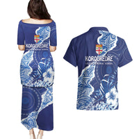 Fiji Lelean Memorial School Personalised Couples Matching Puletasi and Hawaiian Shirt Korodredre Davuilevu Masi Mix Style LT7 - Polynesian Pride