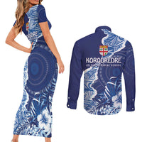 Fiji Lelean Memorial School Personalised Couples Matching Short Sleeve Bodycon Dress and Long Sleeve Button Shirt Korodredre Davuilevu Masi Mix Style LT7 - Polynesian Pride