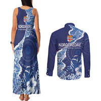 Fiji Lelean Memorial School Personalised Couples Matching Tank Maxi Dress and Long Sleeve Button Shirt Korodredre Davuilevu Masi Mix Style LT7 - Polynesian Pride