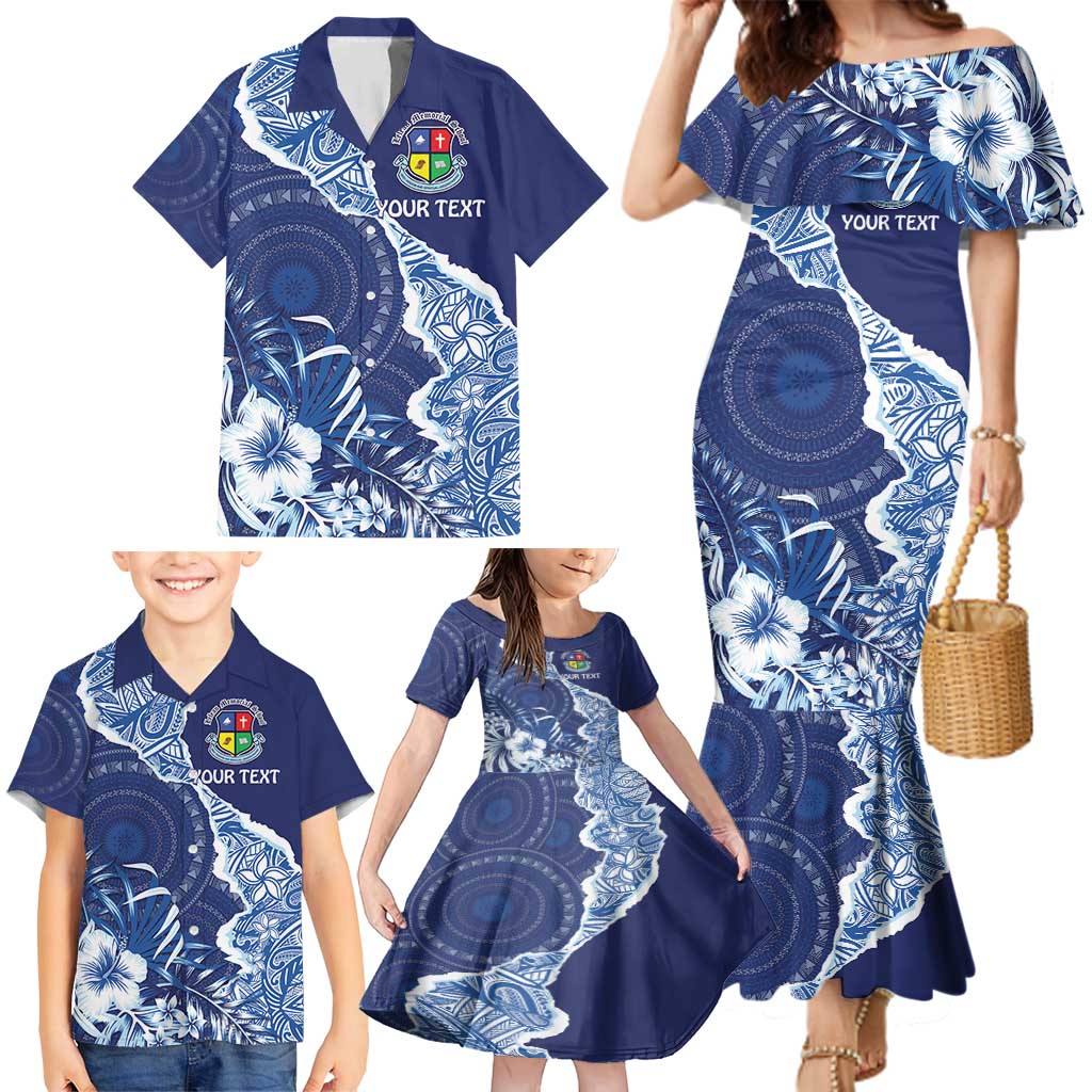 Fiji Lelean Memorial School Personalised Family Matching Mermaid Dress and Hawaiian Shirt Korodredre Davuilevu Masi Mix Style LT7 - Polynesian Pride