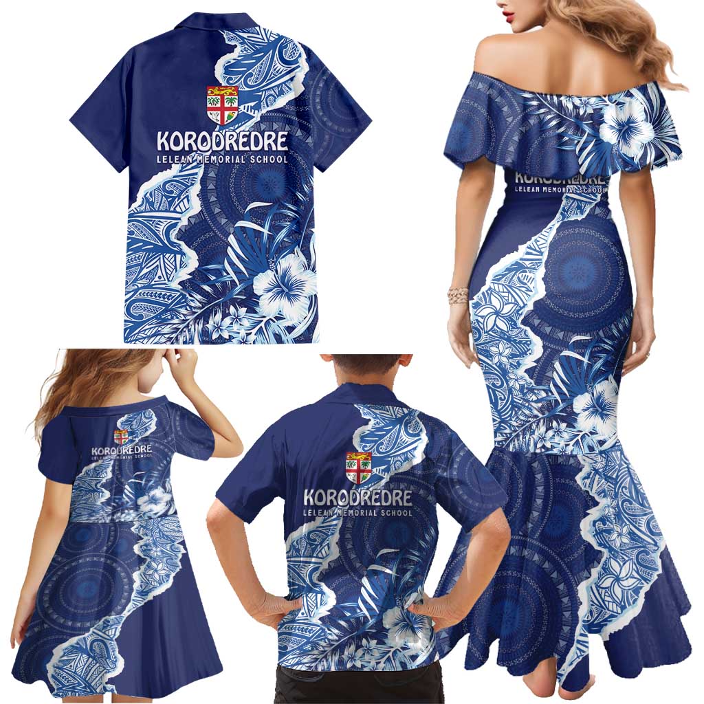 Fiji Lelean Memorial School Personalised Family Matching Mermaid Dress and Hawaiian Shirt Korodredre Davuilevu Masi Mix Style LT7 - Polynesian Pride