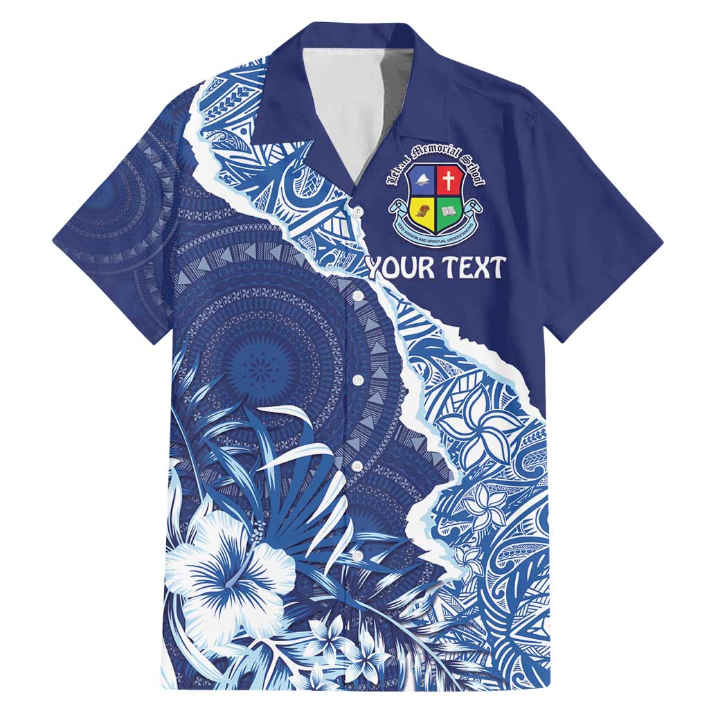 Fiji Lelean Memorial School Personalised Family Matching Mermaid Dress and Hawaiian Shirt Korodredre Davuilevu Masi Mix Style LT7 Dad's Shirt - Short Sleeve Blue - Polynesian Pride