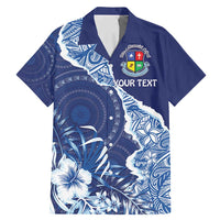Fiji Lelean Memorial School Personalised Family Matching Mermaid Dress and Hawaiian Shirt Korodredre Davuilevu Masi Mix Style LT7 Dad's Shirt - Short Sleeve Blue - Polynesian Pride