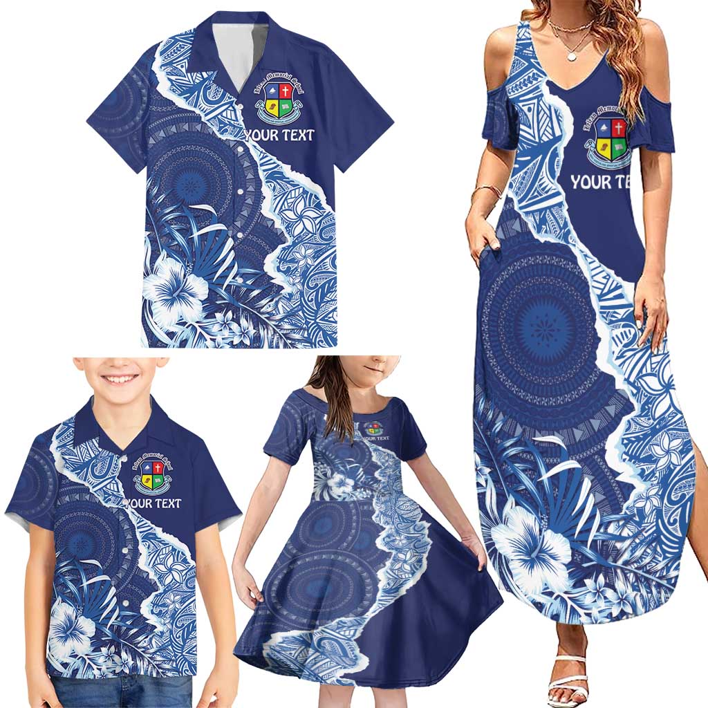 Fiji Lelean Memorial School Personalised Family Matching Summer Maxi Dress and Hawaiian Shirt Korodredre Davuilevu Masi Mix Style LT7 - Polynesian Pride