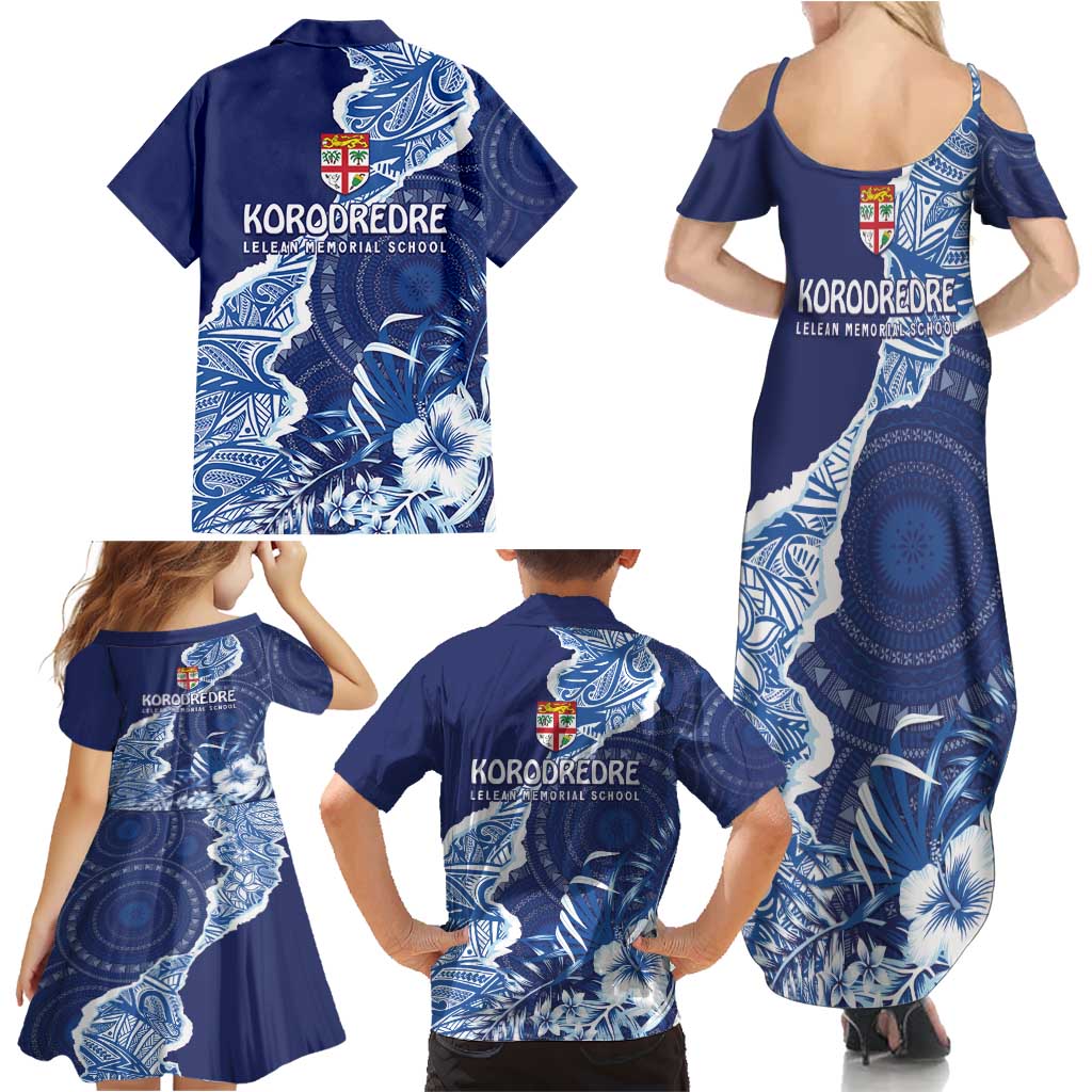 Fiji Lelean Memorial School Personalised Family Matching Summer Maxi Dress and Hawaiian Shirt Korodredre Davuilevu Masi Mix Style LT7 - Polynesian Pride