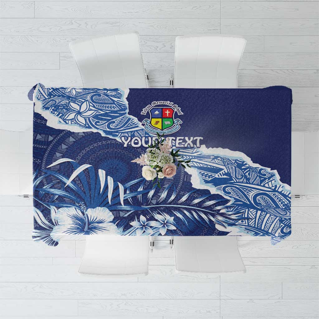 Fiji Lelean Memorial School Personalised Tablecloth Korodredre Davuilevu Masi Mix Style LT7 Blue - Polynesian Pride