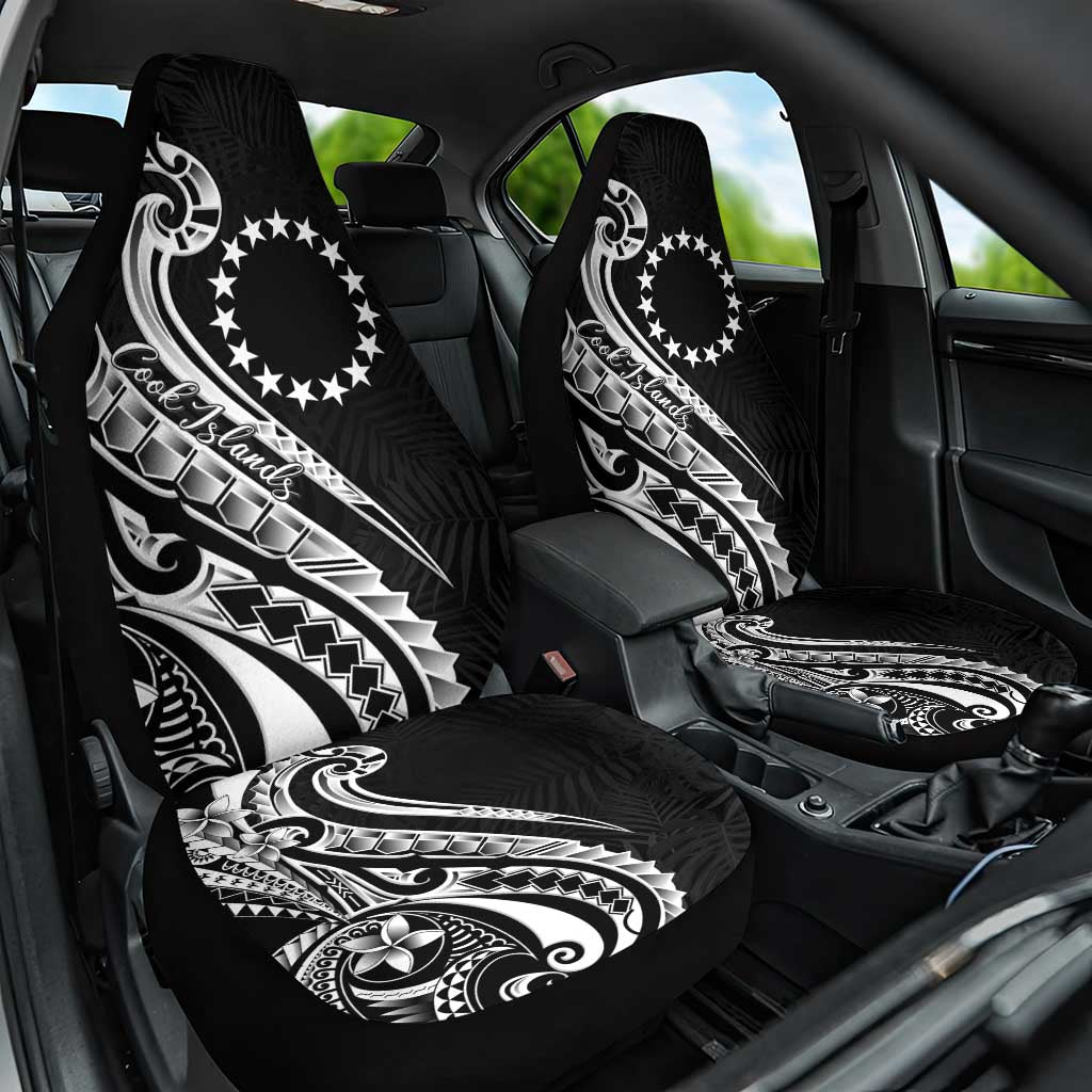 Kia Orana Cook Islands Car Seat Cover Kerekere Plumeria Tropical Waves LT7 One Size Black - Polynesian Pride