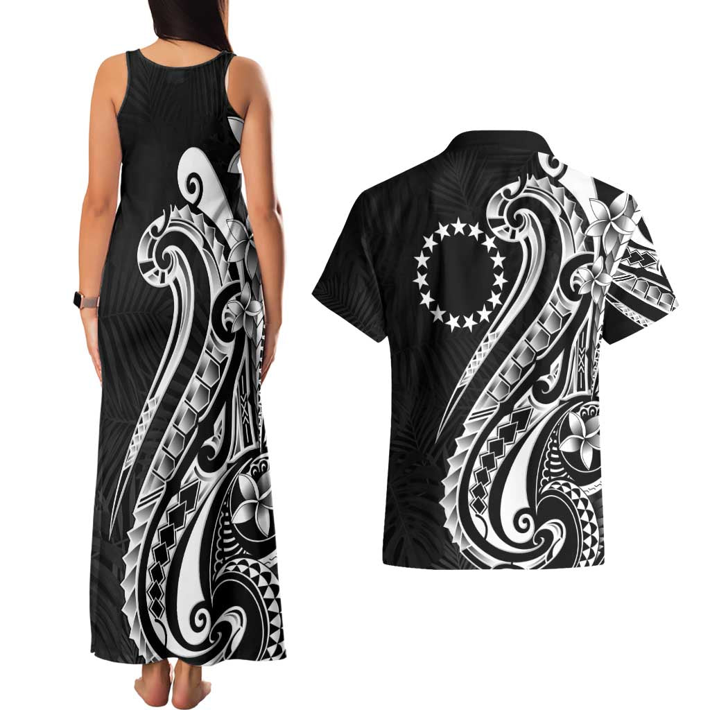 Kia Orana Cook Islands Couples Matching Tank Maxi Dress and Hawaiian Shirt Kerekere Plumeria Tropical Waves LT7 - Polynesian Pride