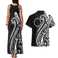Kia Orana Cook Islands Couples Matching Tank Maxi Dress and Hawaiian Shirt Kerekere Plumeria Tropical Waves LT7 - Polynesian Pride