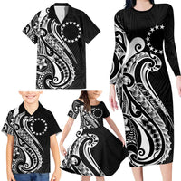 Kia Orana Cook Islands Family Matching Long Sleeve Bodycon Dress and Hawaiian Shirt Kerekere Plumeria Tropical Waves LT7 - Polynesian Pride