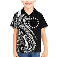 Kia Orana Cook Islands Family Matching Mermaid Dress and Hawaiian Shirt Kerekere Plumeria Tropical Waves LT7 Son's Shirt Black - Polynesian Pride