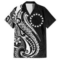 Kia Orana Cook Islands Family Matching Off The Shoulder Long Sleeve Dress and Hawaiian Shirt Kerekere Plumeria Tropical Waves LT7 Dad's Shirt - Short Sleeve Black - Polynesian Pride