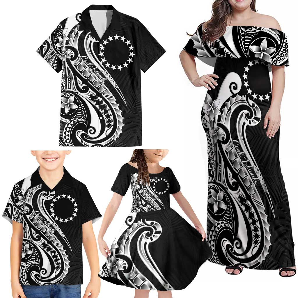 Kia Orana Cook Islands Family Matching Off Shoulder Maxi Dress and Hawaiian Shirt Kerekere Plumeria Tropical Waves LT7 - Polynesian Pride