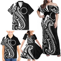 Kia Orana Cook Islands Family Matching Off Shoulder Maxi Dress and Hawaiian Shirt Kerekere Plumeria Tropical Waves LT7 - Polynesian Pride