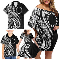 Kia Orana Cook Islands Family Matching Off Shoulder Short Dress and Hawaiian Shirt Kerekere Plumeria Tropical Waves LT7 - Polynesian Pride
