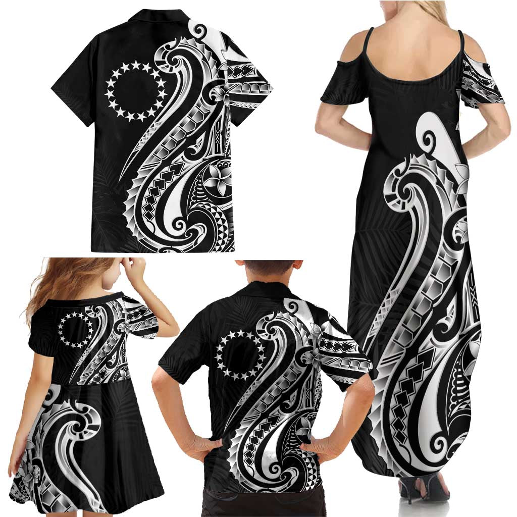 Kia Orana Cook Islands Family Matching Summer Maxi Dress and Hawaiian Shirt Kerekere Plumeria Tropical Waves LT7 - Polynesian Pride