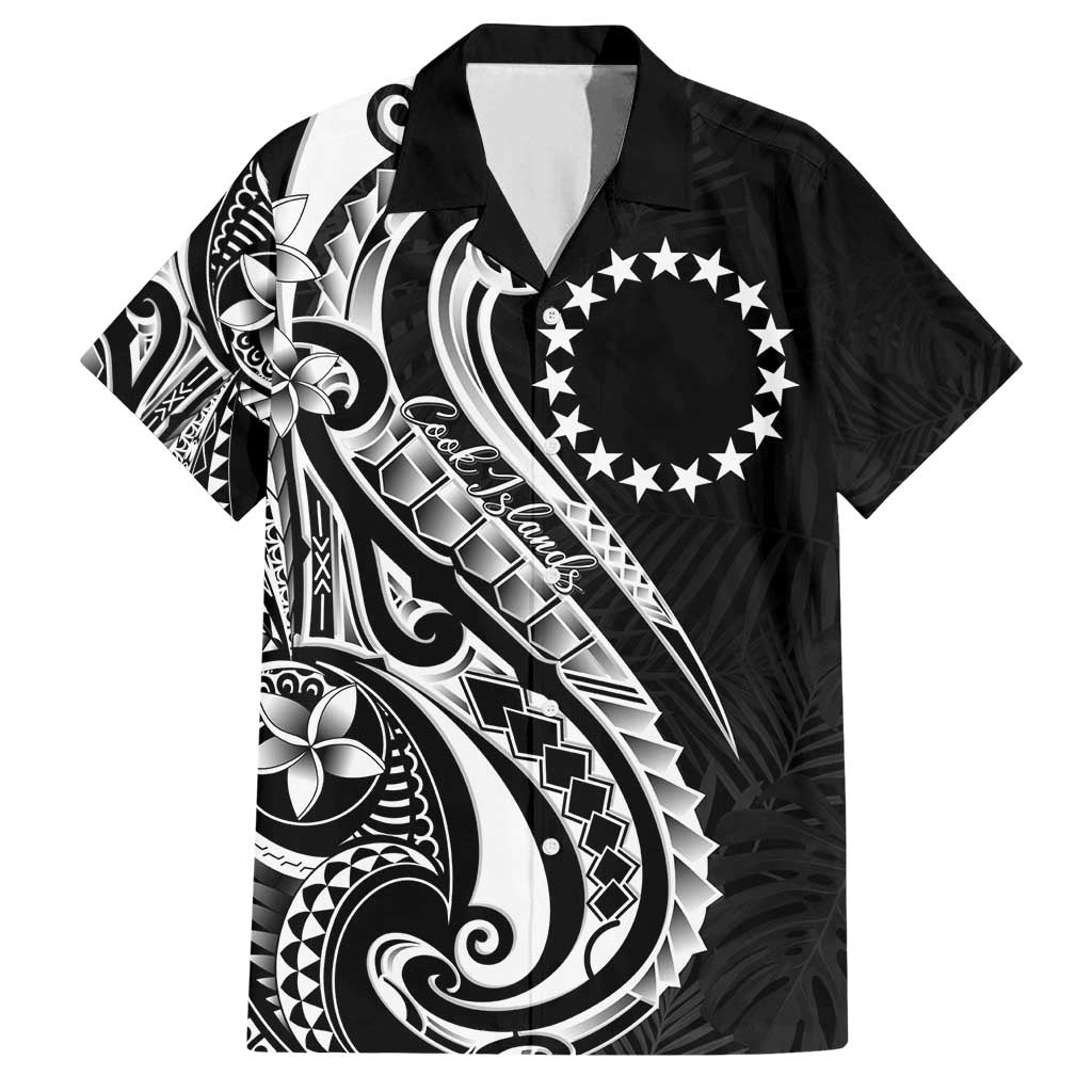 Kia Orana Cook Islands Family Matching Summer Maxi Dress and Hawaiian Shirt Kerekere Plumeria Tropical Waves LT7 Dad's Shirt - Short Sleeve Black - Polynesian Pride