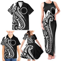 Kia Orana Cook Islands Family Matching Tank Maxi Dress and Hawaiian Shirt Kerekere Plumeria Tropical Waves LT7 - Polynesian Pride