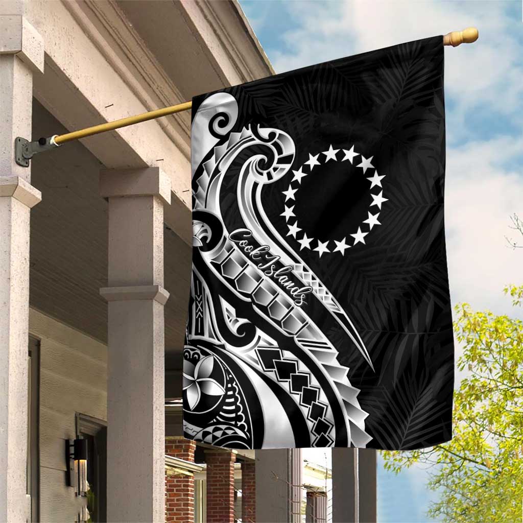Kia Orana Cook Islands Garden Flag Kerekere Plumeria Tropical Waves LT7 House Flag Black - Polynesian Pride