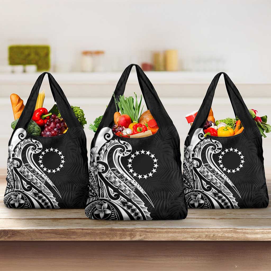 Kia Orana Cook Islands Grocery Bag Kerekere Plumeria Tropical Waves - Polynesian Pride