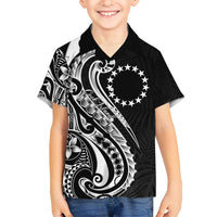 Kia Orana Cook Islands Kid Hawaiian Shirt Kerekere Plumeria Tropical Waves LT7 Kid Black - Polynesian Pride