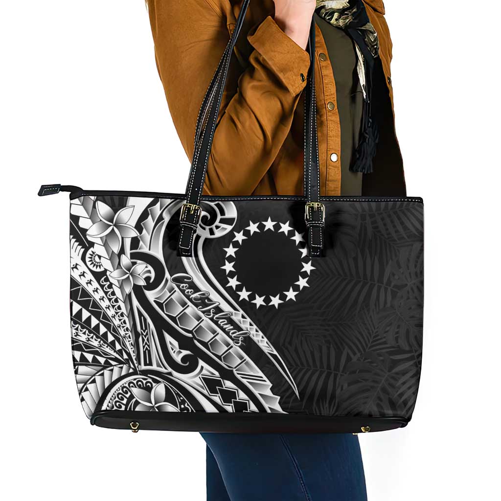Kia Orana Cook Islands Leather Tote Bag Kerekere Plumeria Tropical Waves LT7 - Polynesian Pride