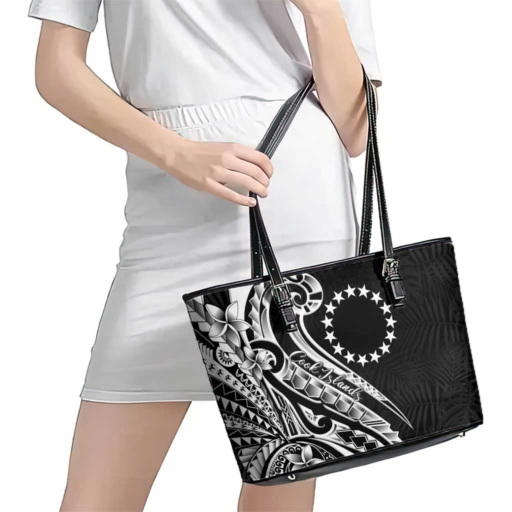 Kia Orana Cook Islands Leather Tote Bag Kerekere Plumeria Tropical Waves LT7 - Polynesian Pride
