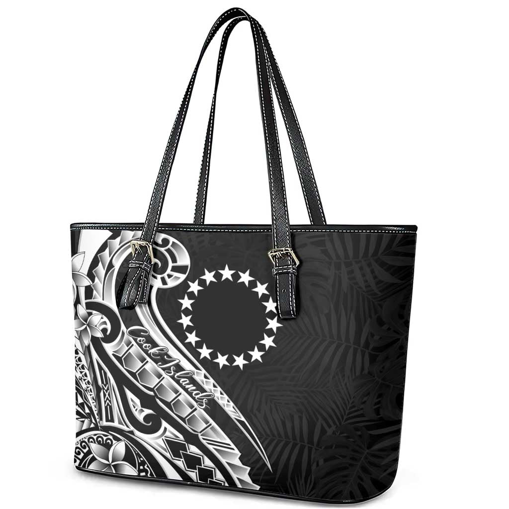 Kia Orana Cook Islands Leather Tote Bag Kerekere Plumeria Tropical Waves LT7 - Polynesian Pride
