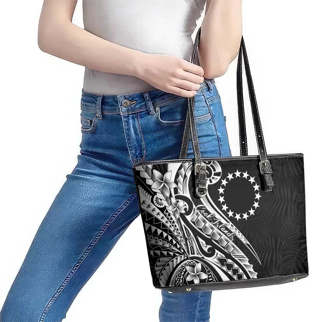 Kia Orana Cook Islands Leather Tote Bag Kerekere Plumeria Tropical Waves LT7 - Polynesian Pride