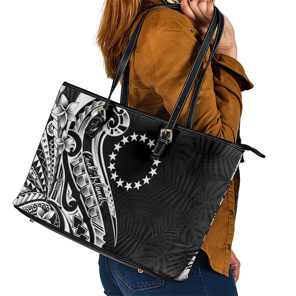 Kia Orana Cook Islands Leather Tote Bag Kerekere Plumeria Tropical Waves LT7 - Polynesian Pride